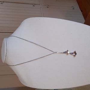 Elegant Sterling Silver Floral With Gold Necklace Lariat Look